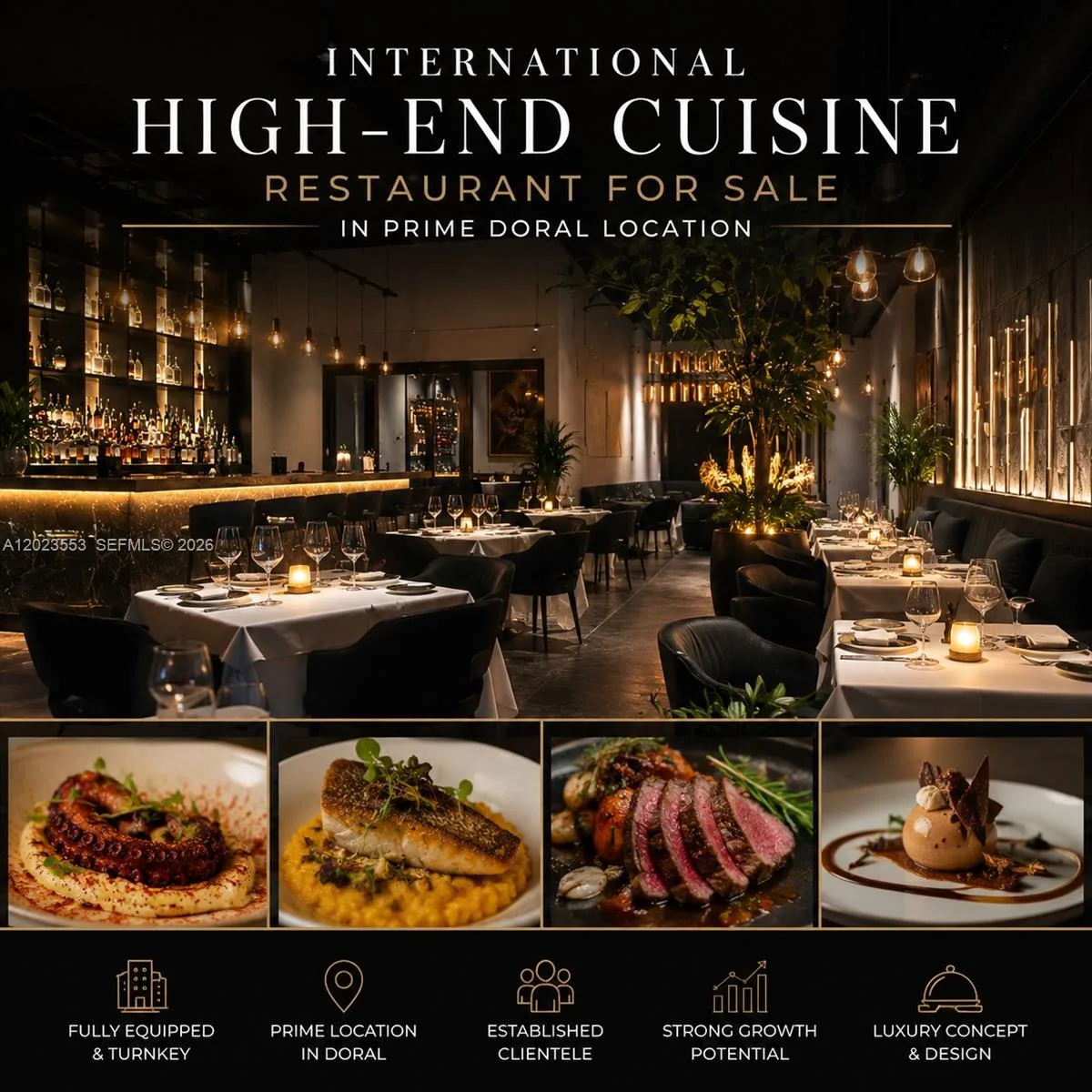International High-End Cuisine Rest. for Sale in Prime Doral Locatio, Doral, FL 33166