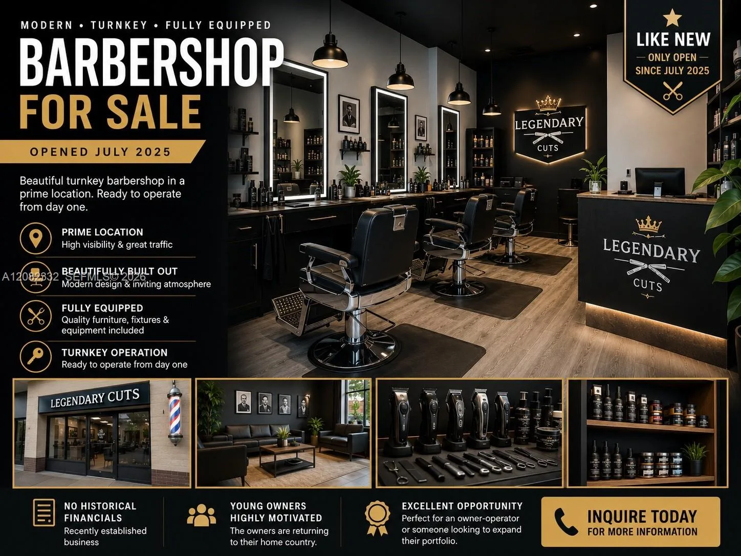 Turnkey Modern Barbershop in Prime Location, Fort Lauderdale FL 33308
